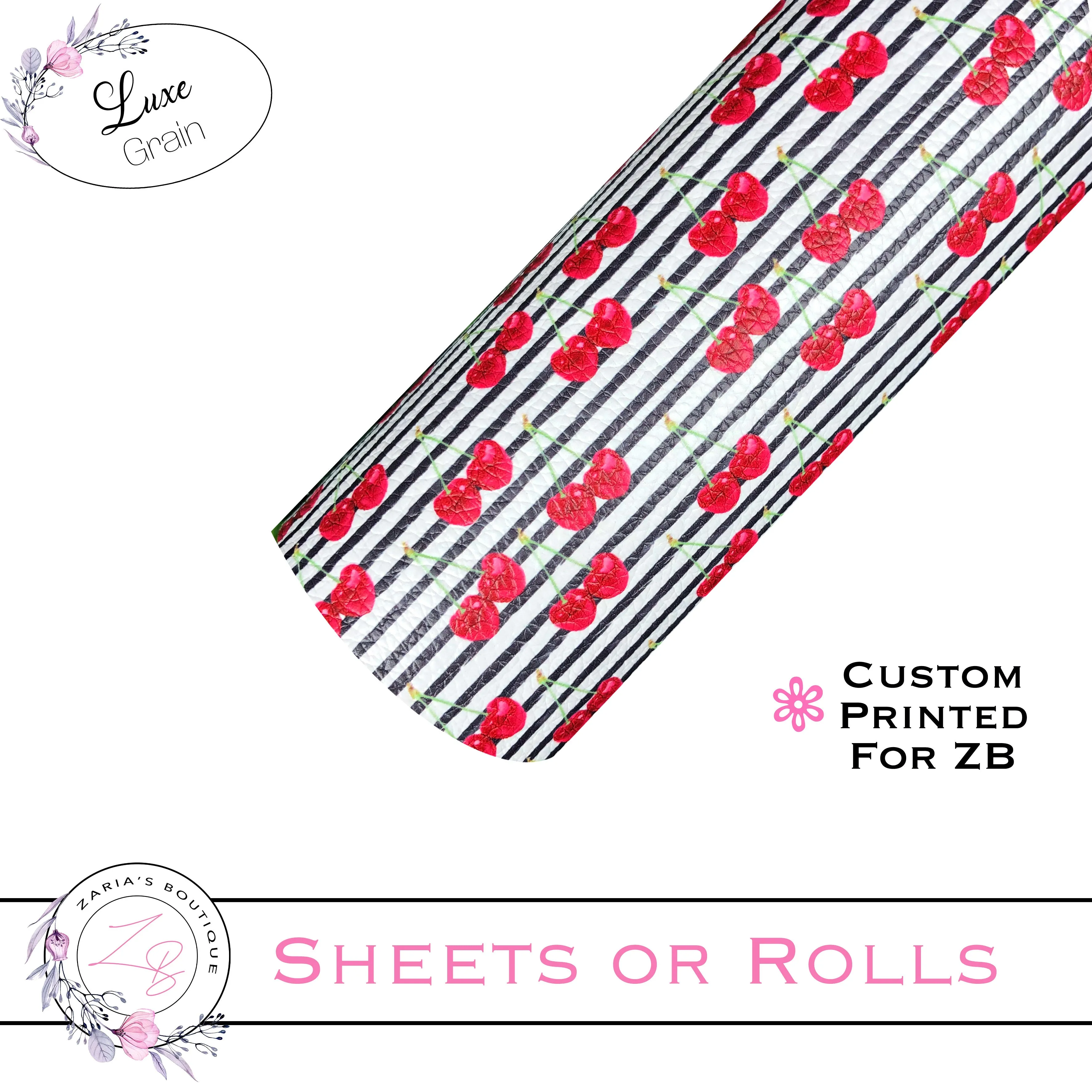 ⋅  Cherry Bomb ⋅ Custom Luxe Vegan Faux Leather ⋅ Sheets or Rolls! ⋅