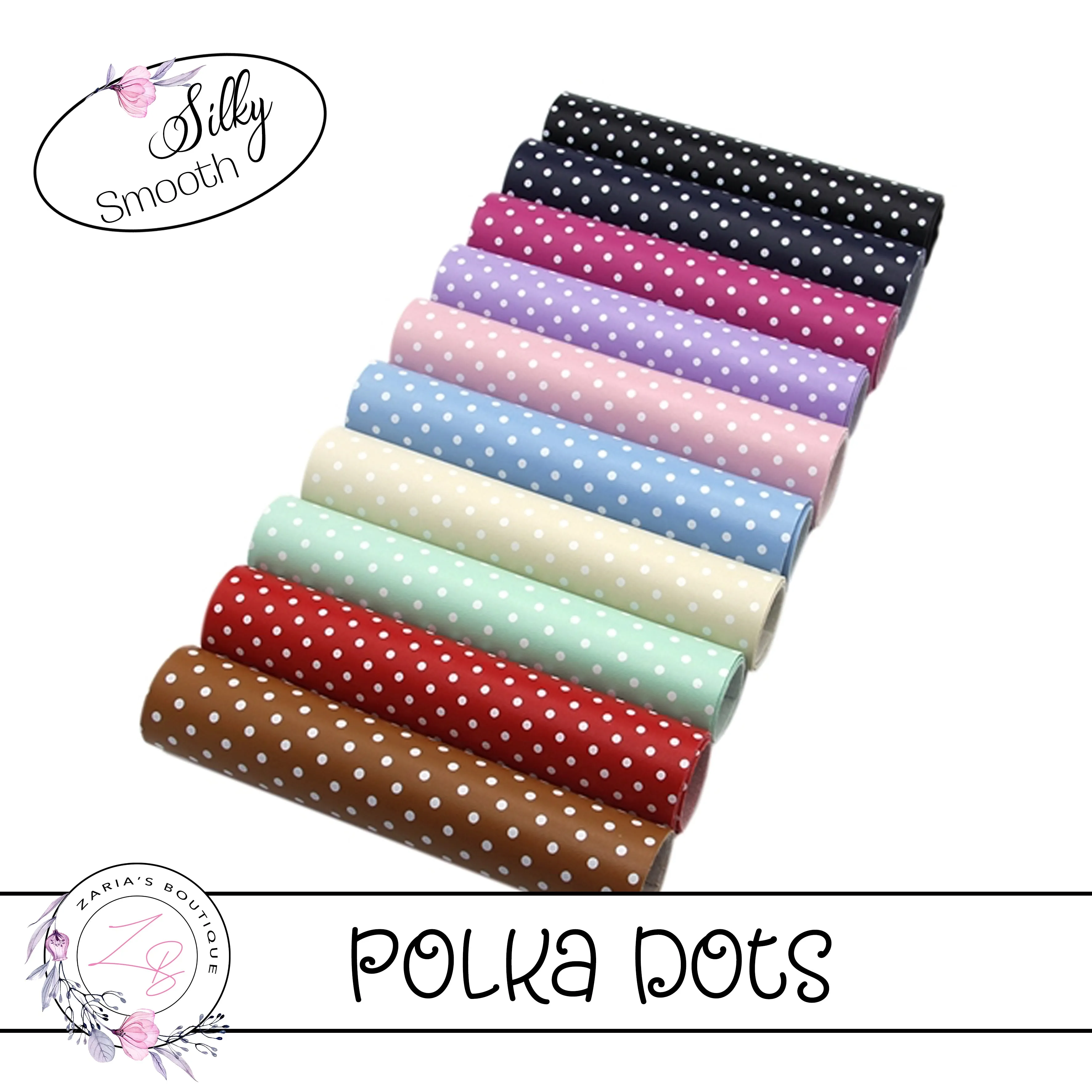 ⋅ Mint Green & White Polka Dots ⋅ Smooth Vegan Faux Leather