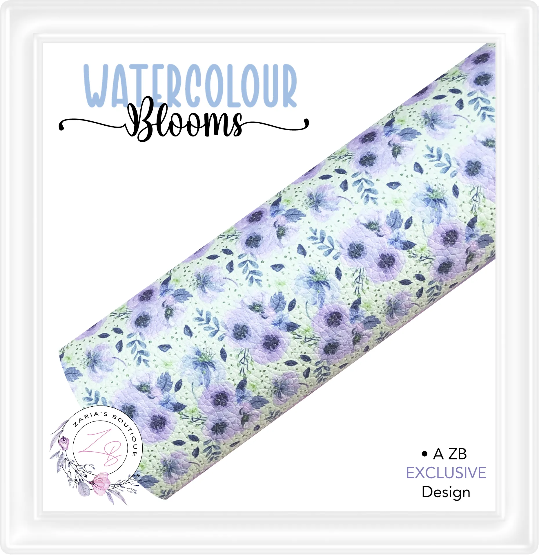 ⋅  Watercolour Blooms ⋅ Exclusive Luxe Vegan Faux Leather ⋅ Sheets or Rolls! ⋅
