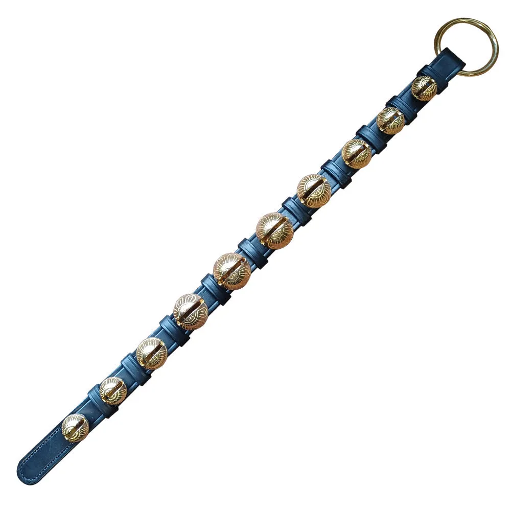 10 Graduating Brass Sleigh Bells on Leather Strap
