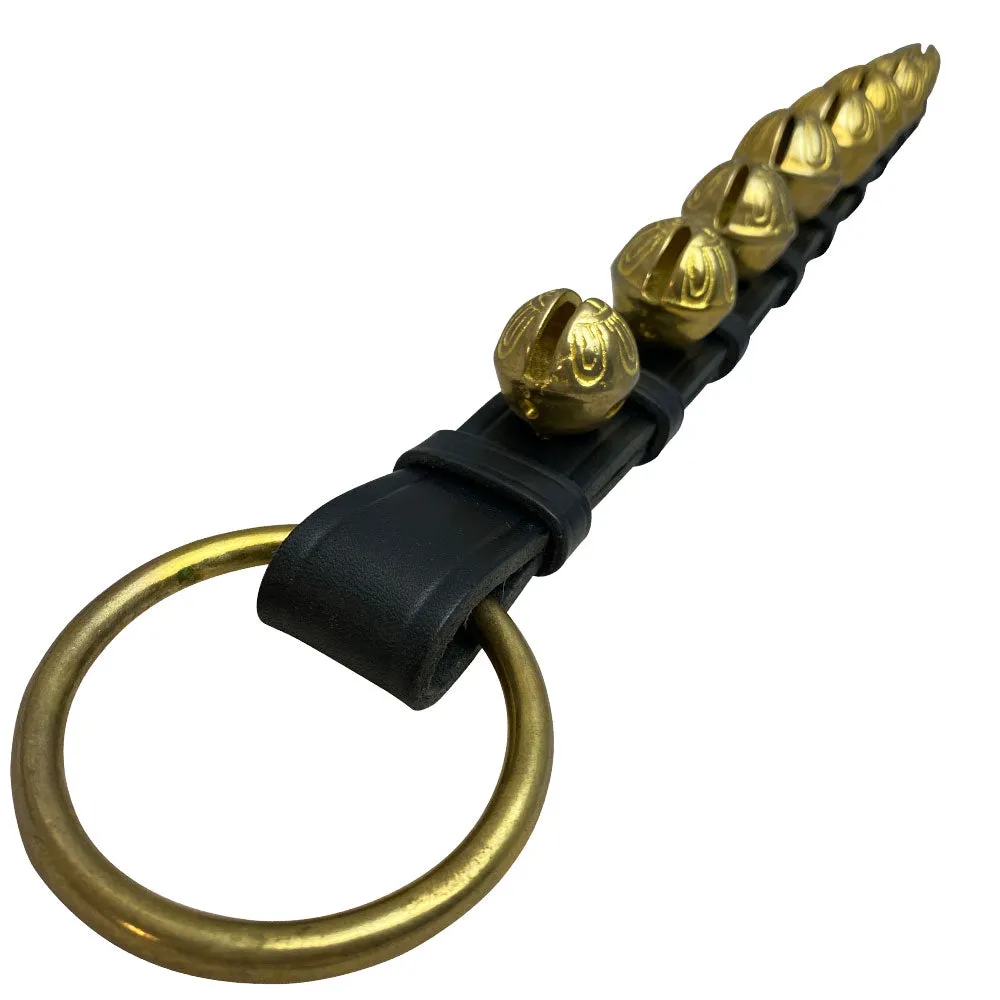 10 Graduating Brass Sleigh Bells on Leather Strap