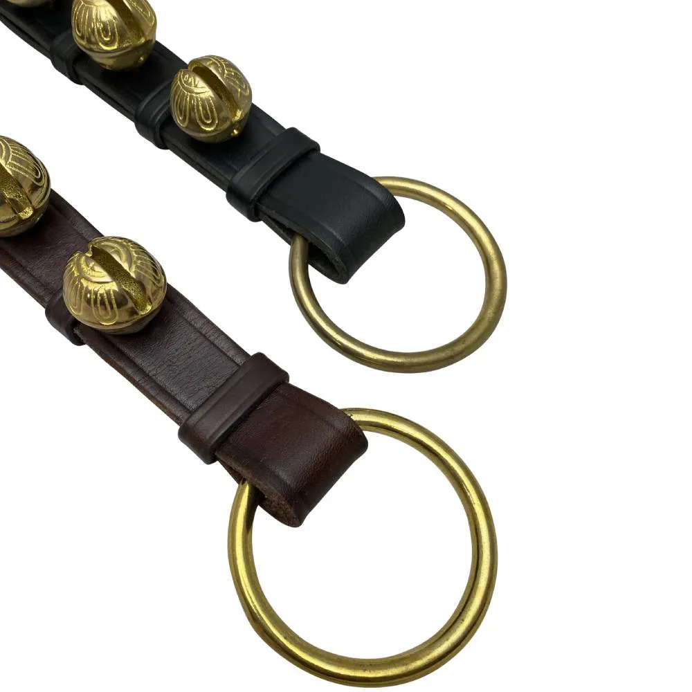 10 Graduating Brass Sleigh Bells on Leather Strap
