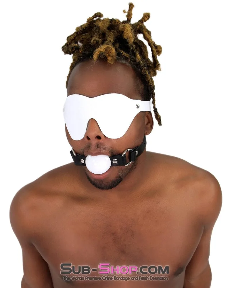1456A-SIS      Pretty Sissy Slave Life Code of Silence Locking Ball Gag Dominatrix Sissy Strap, White