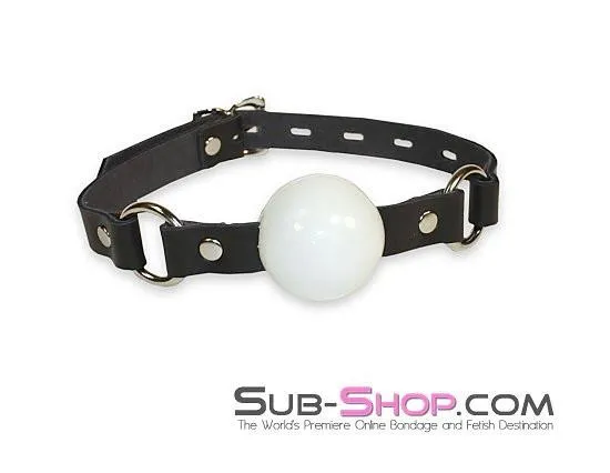 1456A-SIS      Pretty Sissy Slave Life Code of Silence Locking Ball Gag Dominatrix Sissy Strap, White