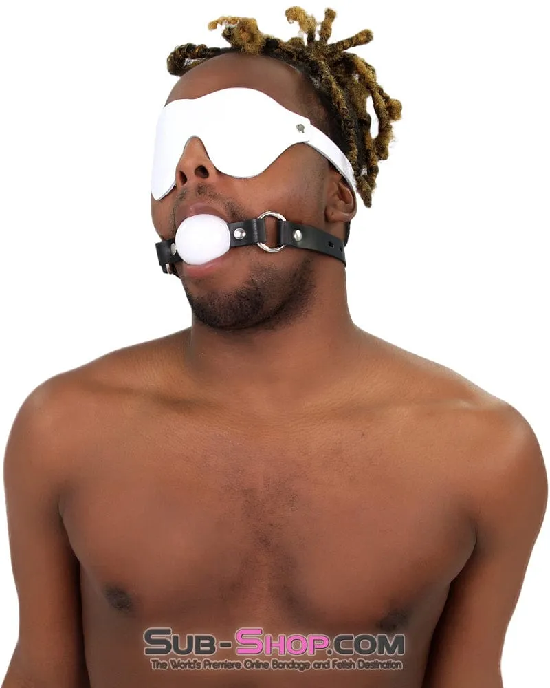 1456A-SIS      Pretty Sissy Slave Life Code of Silence Locking Ball Gag Dominatrix Sissy Strap, White