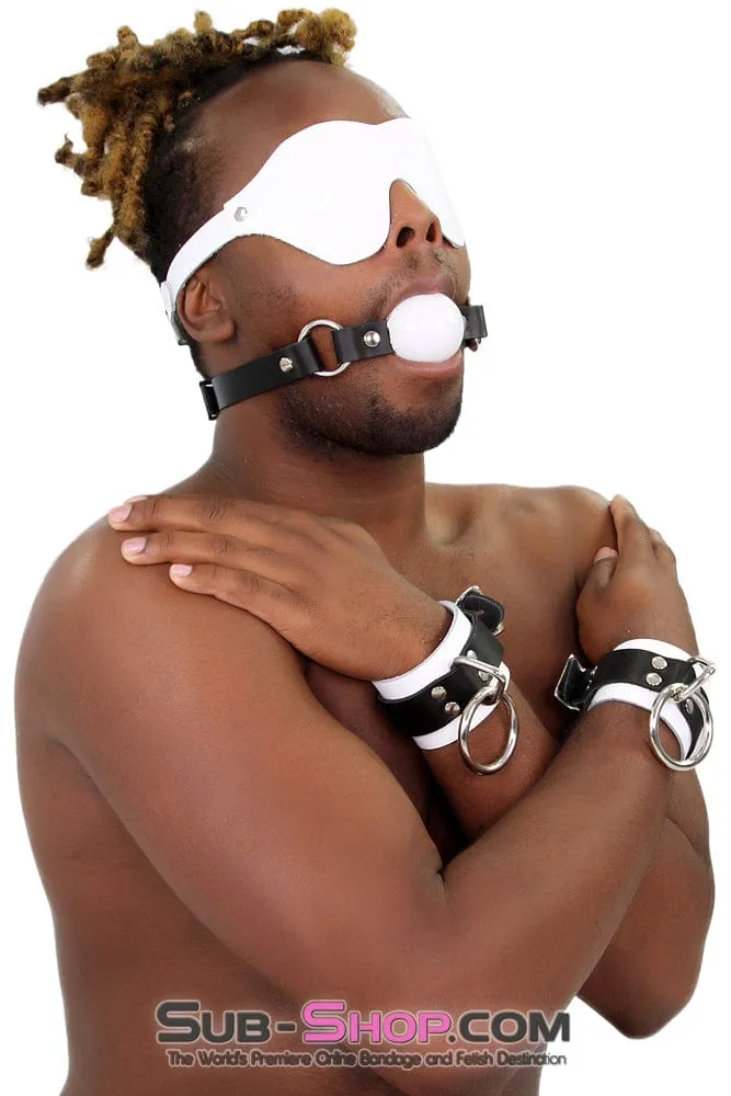 1456A-SIS      Pretty Sissy Slave Life Code of Silence Locking Ball Gag Dominatrix Sissy Strap, White