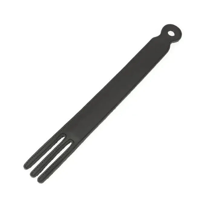 15 Inch Rimba Black Leather Fork Paddle with Metal Strip