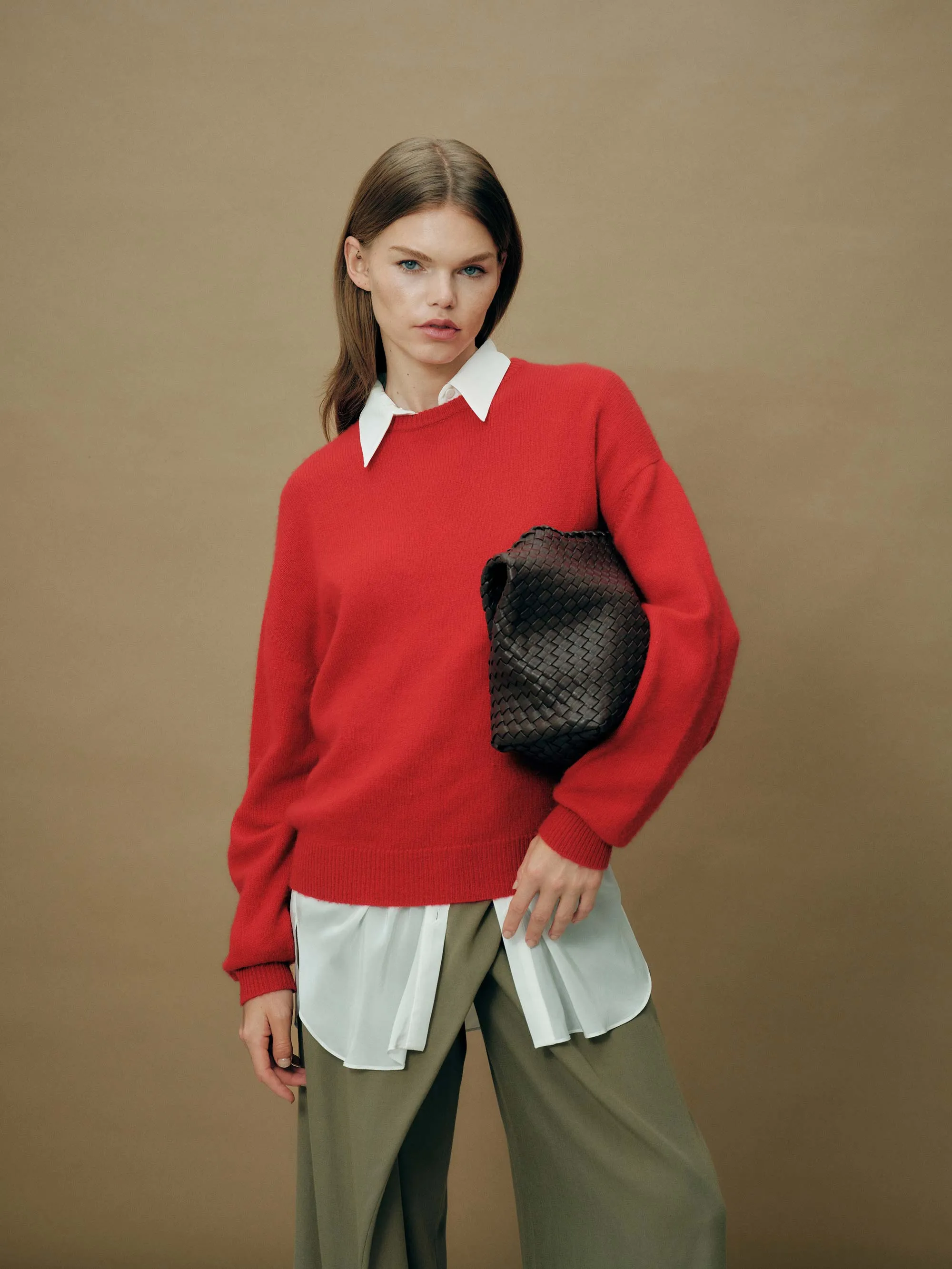 19.58 Brown Recycled Alt-Leather Woven Small Tote