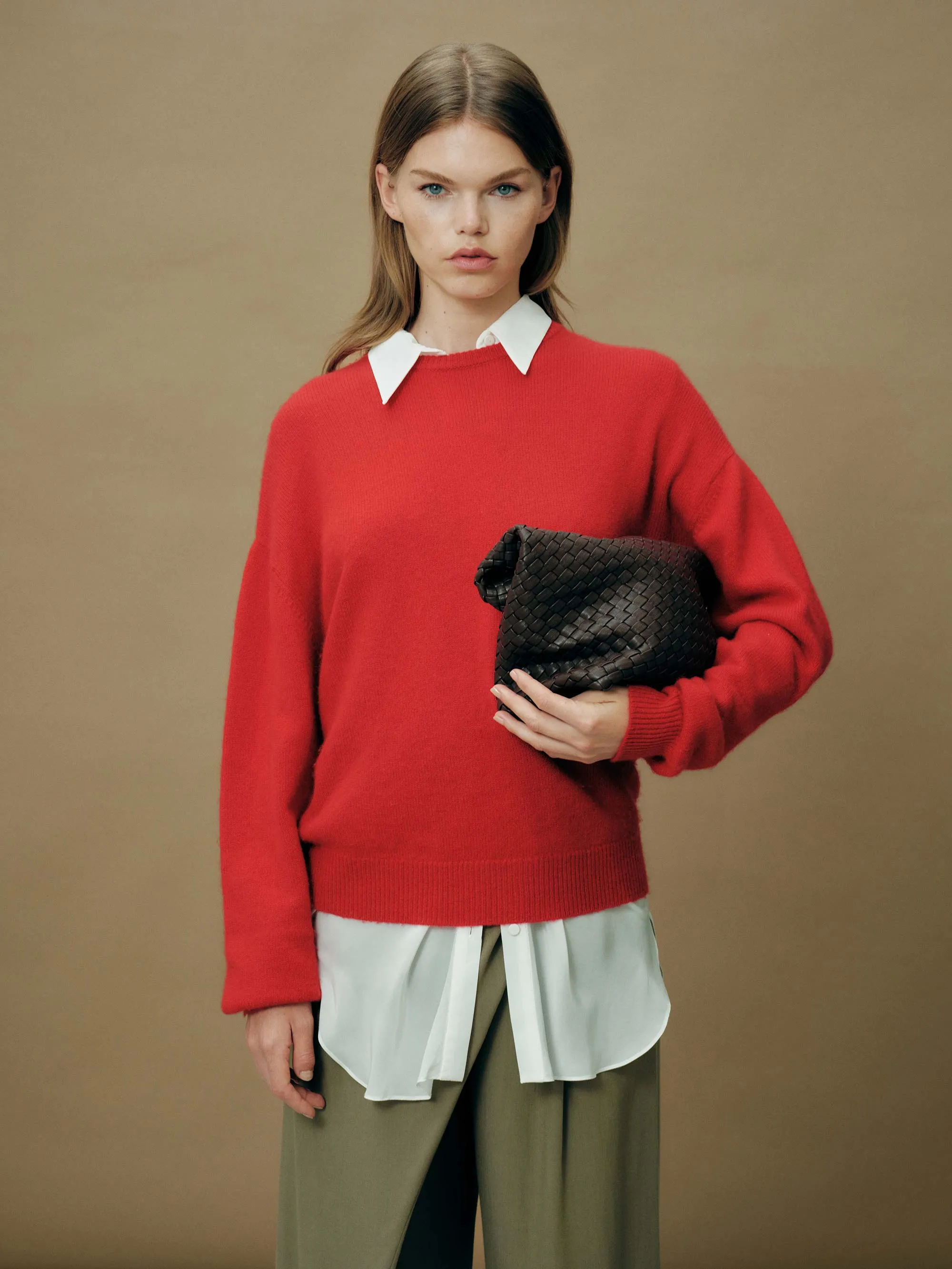 19.58 Brown Recycled Alt-Leather Woven Small Tote