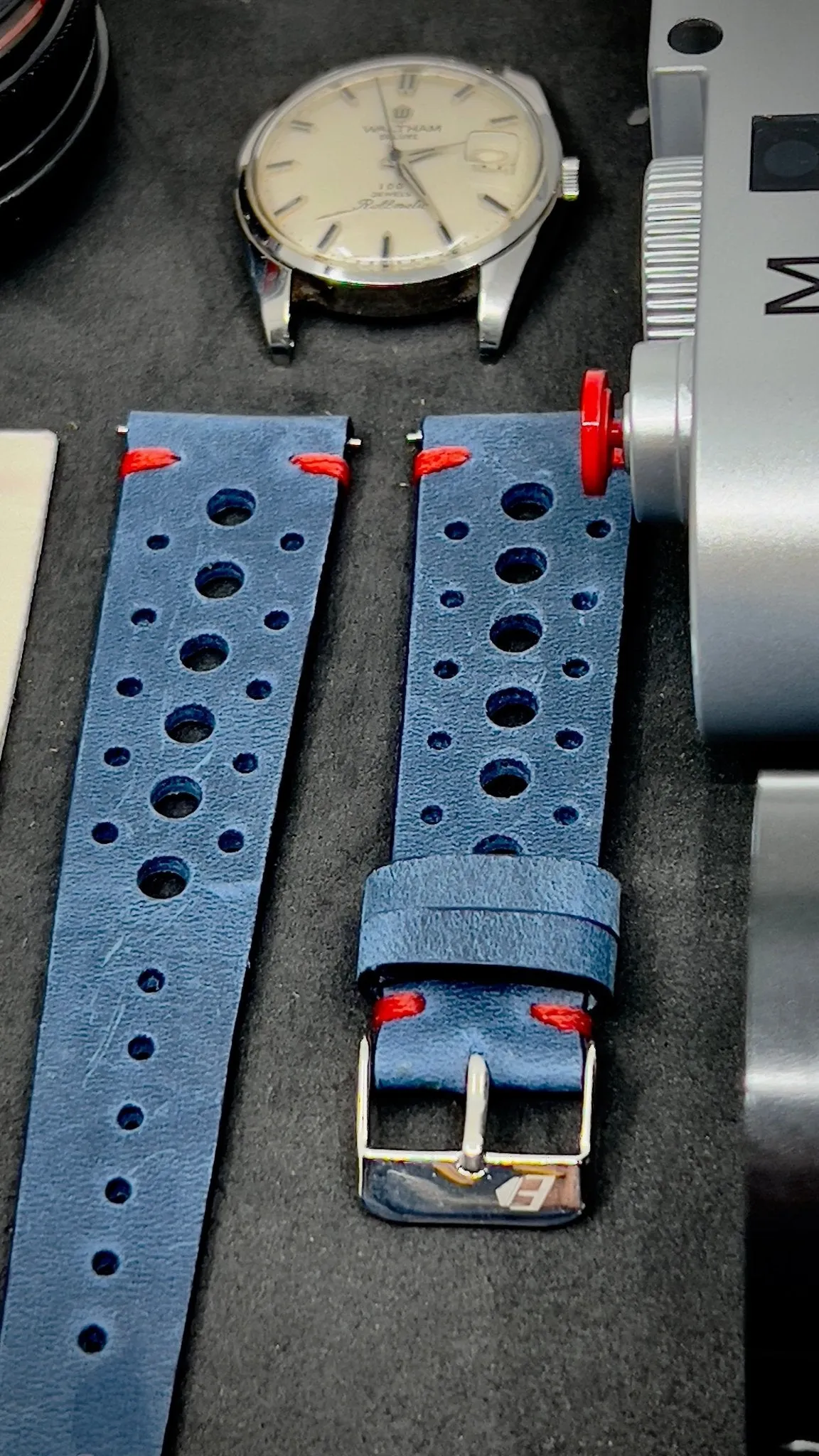 19mm Rally Strap, 20mm Rally Watch Strap, 19mm Leather Strap, Vintage Racing Watch Strap, Blue Watch Band, Watch Accessories, Valentines Day Gift Ideas