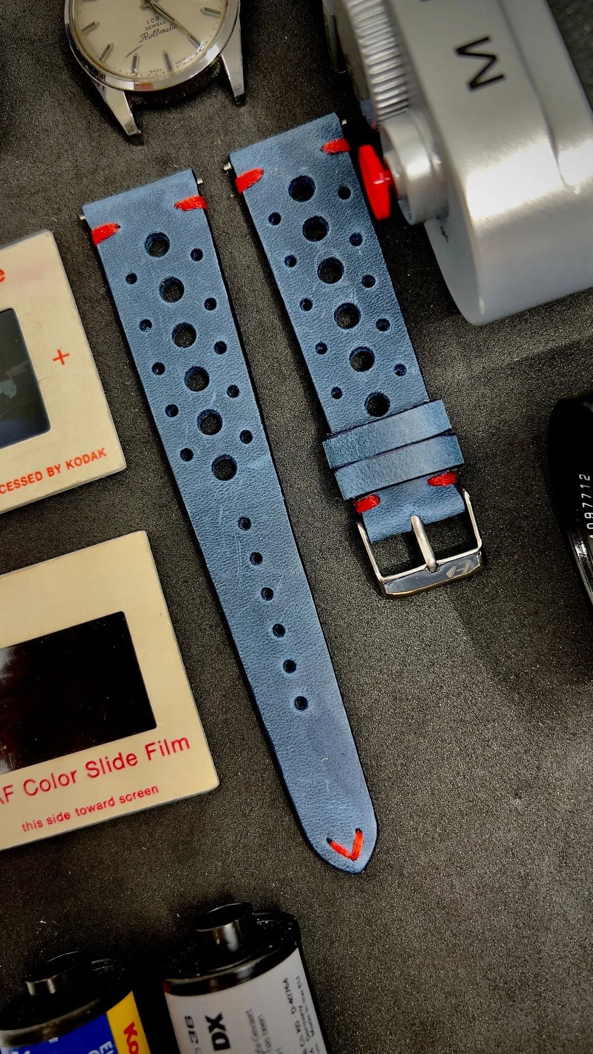 19mm Rally Strap, 20mm Rally Watch Strap, 19mm Leather Strap, Vintage Racing Watch Strap, Blue Watch Band, Watch Accessories, Valentines Day Gift Ideas