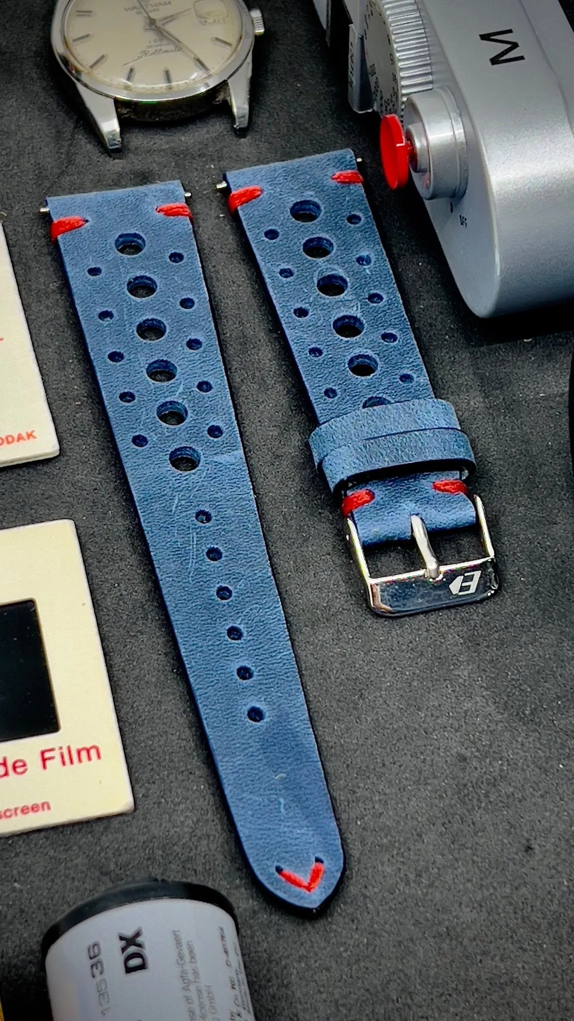 19mm Rally Strap, 20mm Rally Watch Strap, 19mm Leather Strap, Vintage Racing Watch Strap, Blue Watch Band, Watch Accessories, Valentines Day Gift Ideas