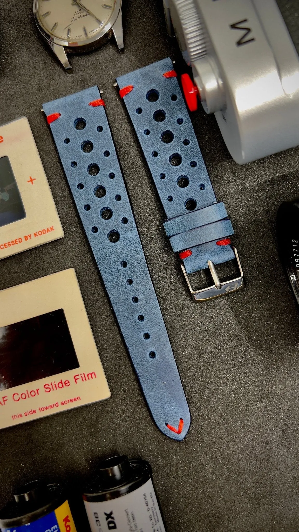 19mm Rally Strap, 20mm Rally Watch Strap, 19mm Leather Strap, Vintage Racing Watch Strap, Blue Watch Band, Watch Accessories, Valentines Day Gift Ideas