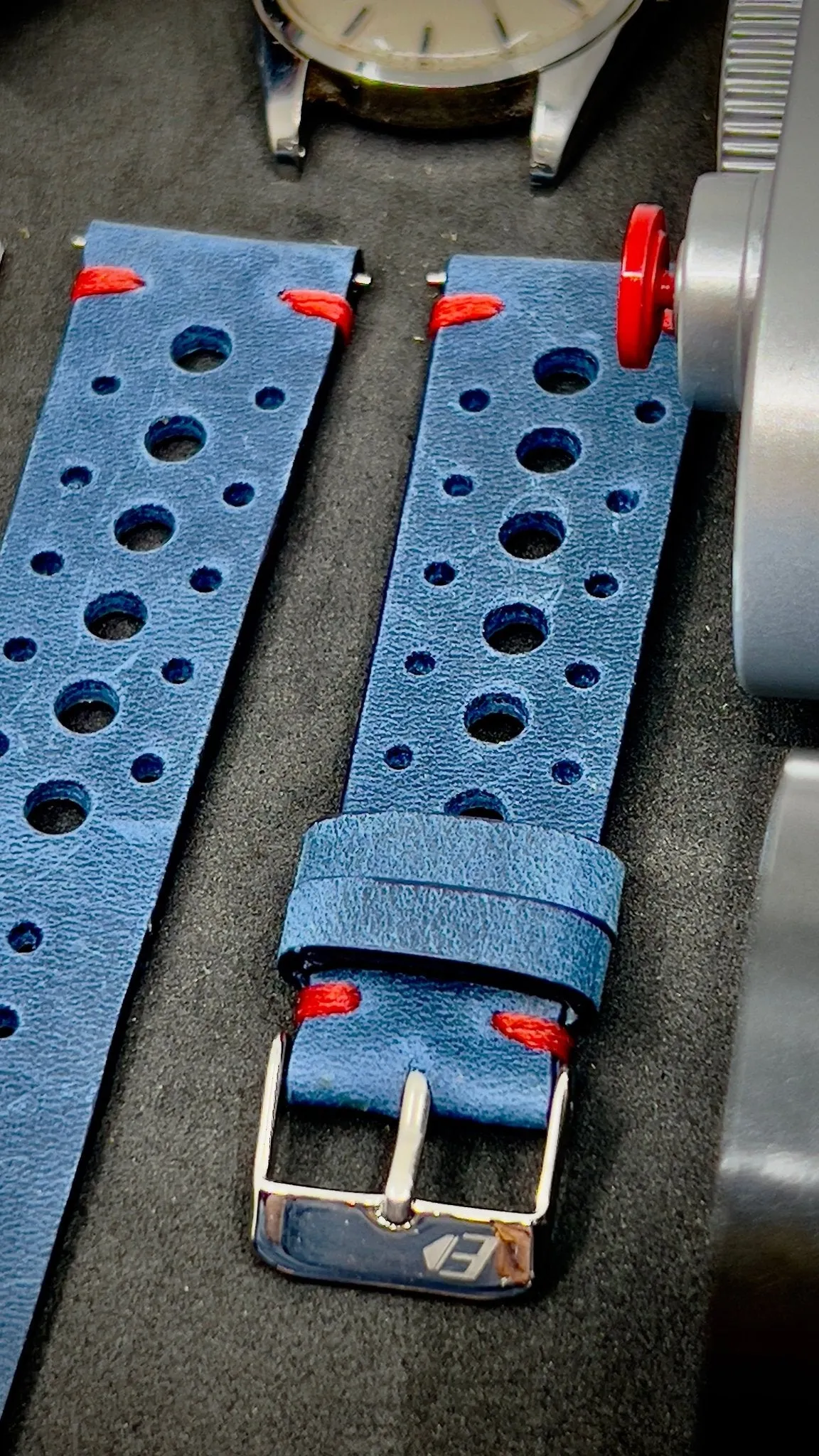 19mm Rally Strap, 20mm Rally Watch Strap, 19mm Leather Strap, Vintage Racing Watch Strap, Blue Watch Band, Watch Accessories, Valentines Day Gift Ideas