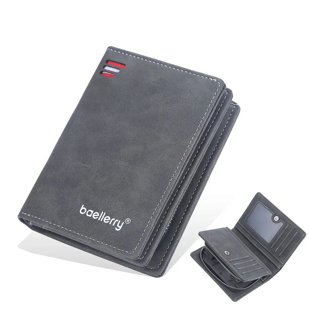 2024 PU Leather Men's Zipper Wallet - Vintage Card & Coin Holder