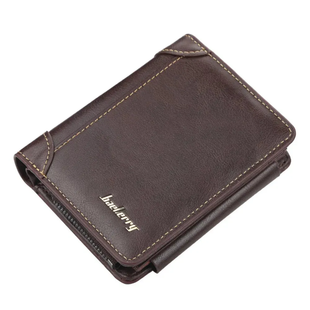 2024 PU Leather Men's Zipper Wallet - Vintage Card & Coin Holder