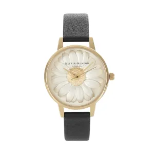 3D Daisy Midi Dial Black and Gold Watch