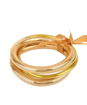5 Row Glitter Tube Herringbone Bracelet | Gold