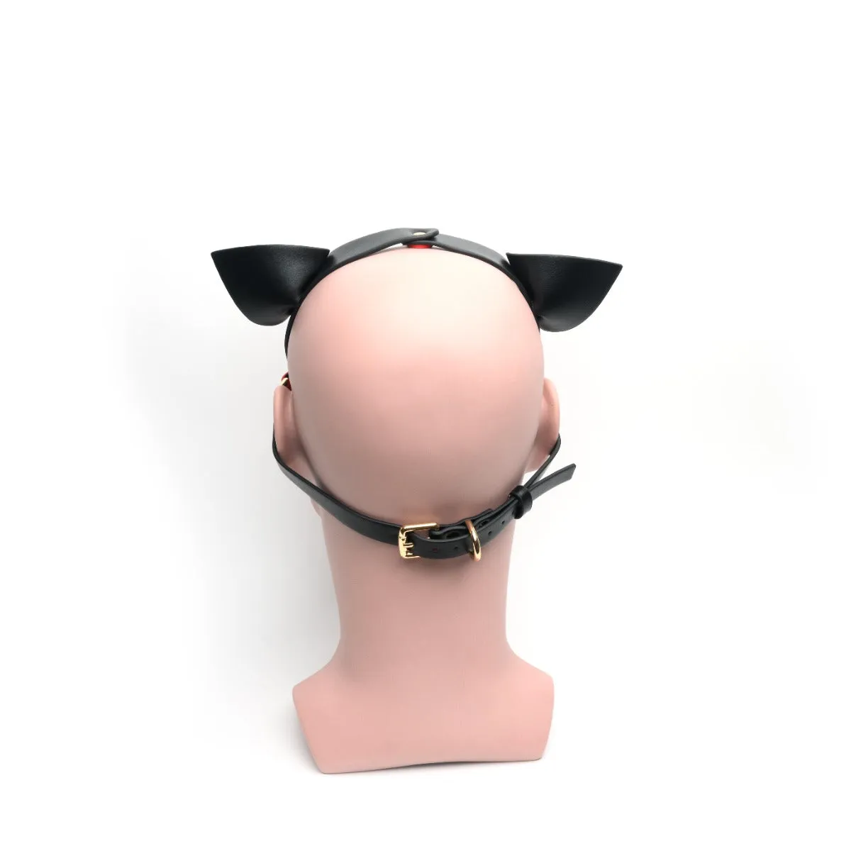 665 - Bondage Puppy Play Hood - PU Leer - One Size - Zwart/Rood