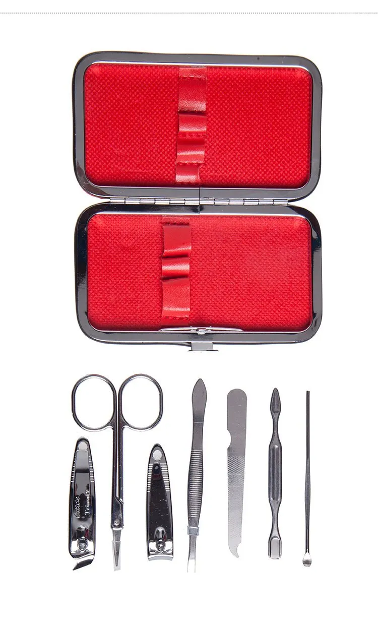7-Piece Manicure Set In Coloured Pu Leather Case