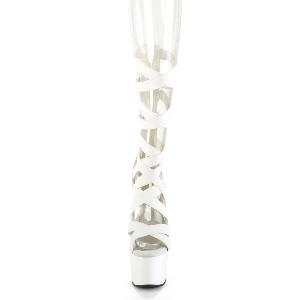 ADORE-700-48  White Elastic Band-Faux Leather/White Matte