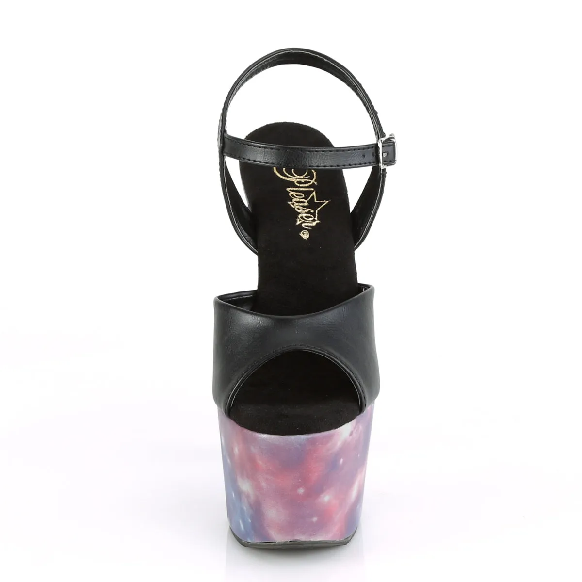 ADORE-709REFL  Black Faux Le/Purple-Blue Reflective