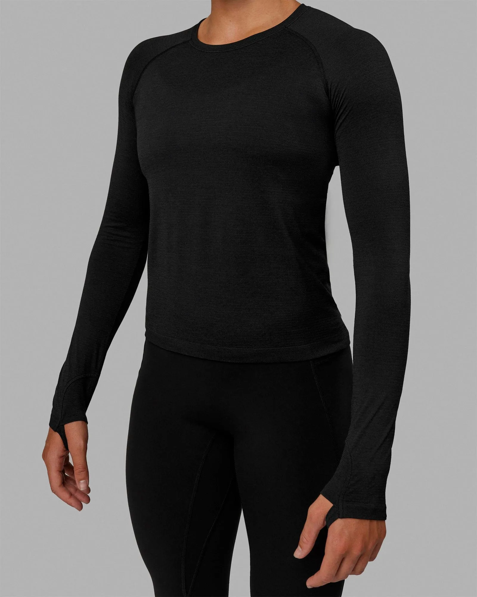 AeroFLX  Seamless Long Sleeve Tee - Black Marl