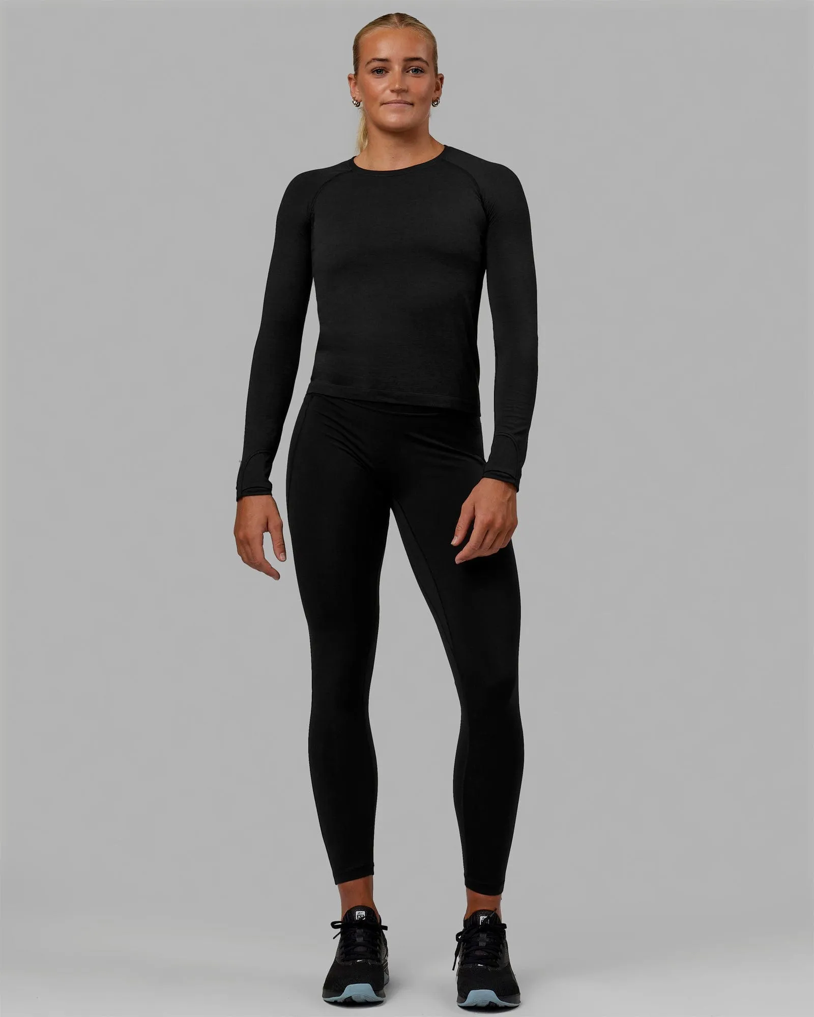 AeroFLX  Seamless Long Sleeve Tee - Black Marl