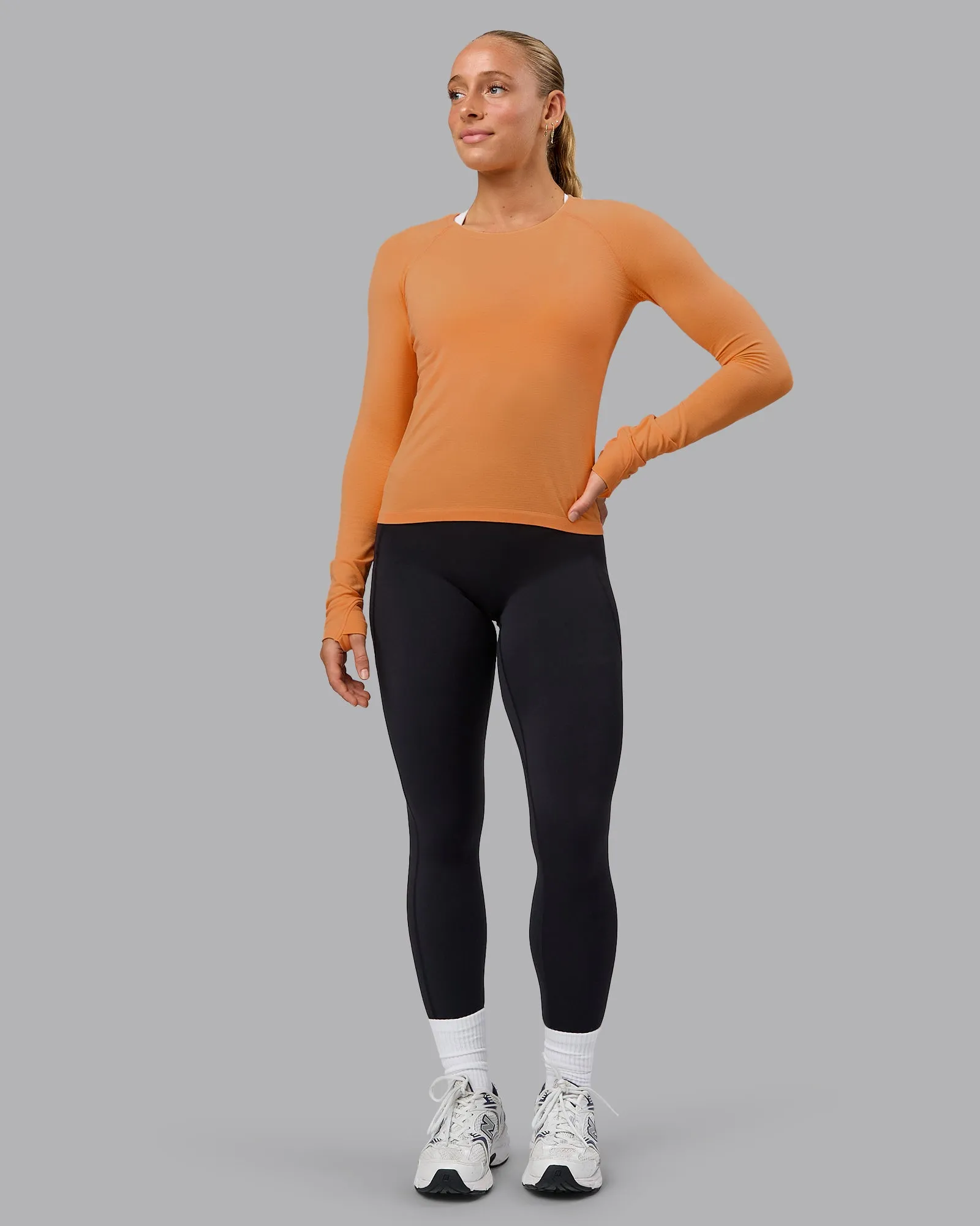 AeroFLX  Seamless Long Sleeve Tee - Cantaloupe/Cantaloupe