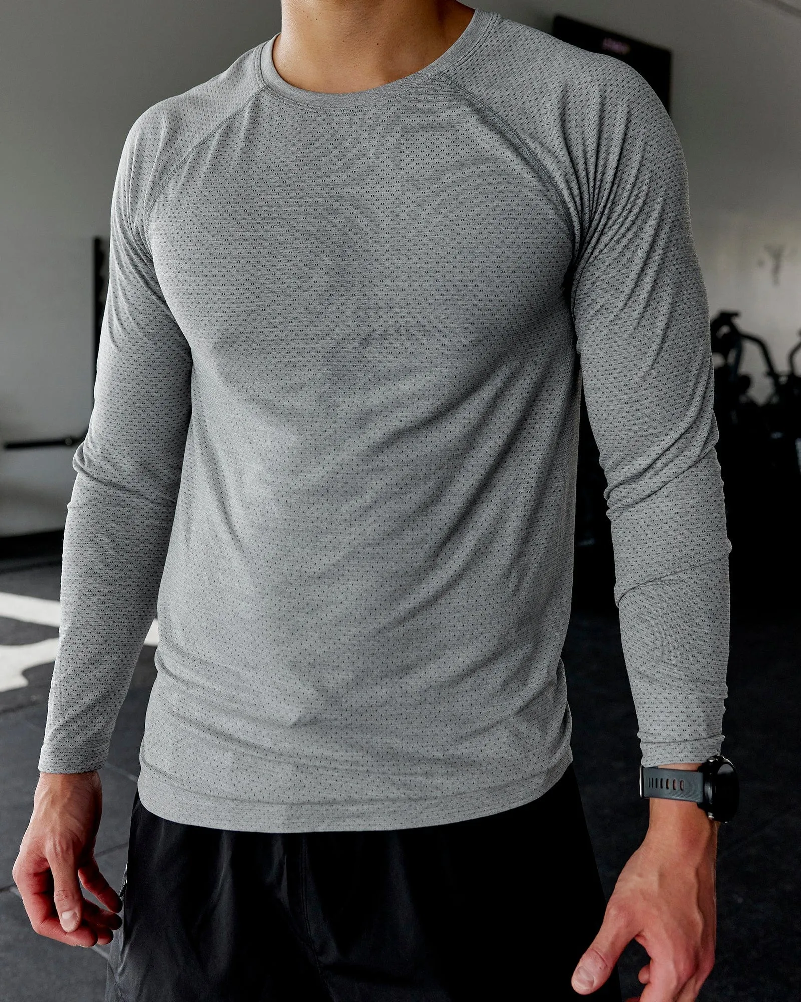 AeroFLX  Seamless Long Sleeve Tee - Lt Grey Marl