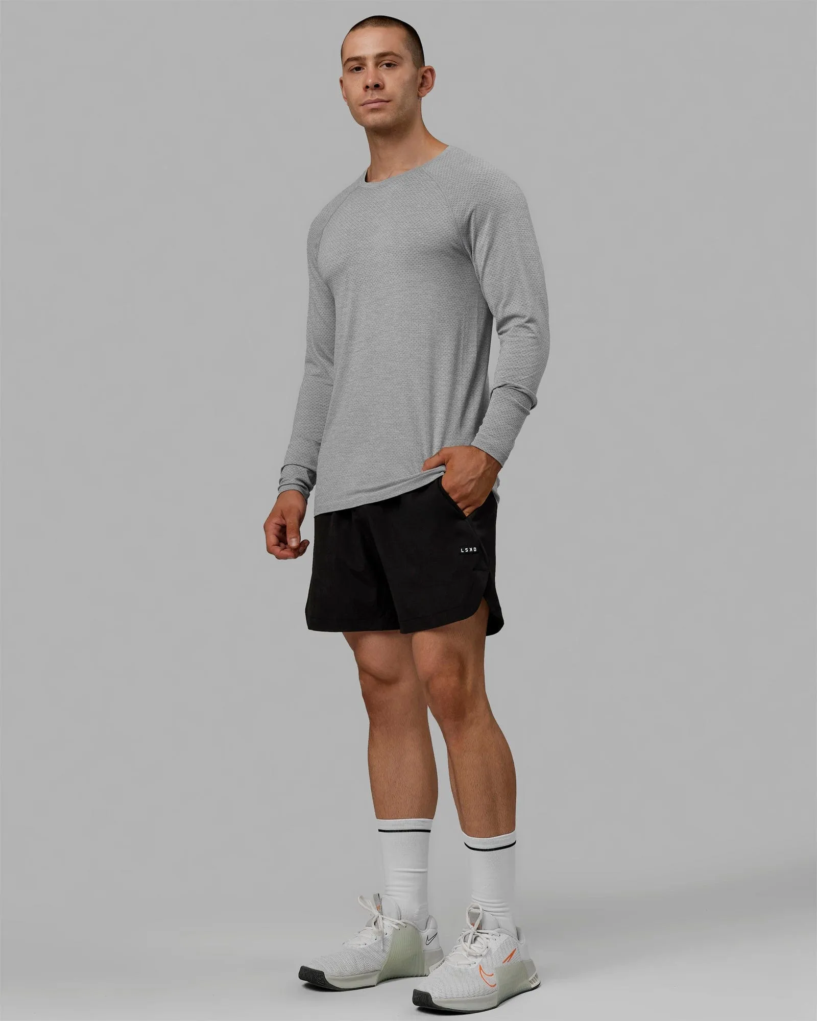 AeroFLX  Seamless Long Sleeve Tee - Lt Grey Marl