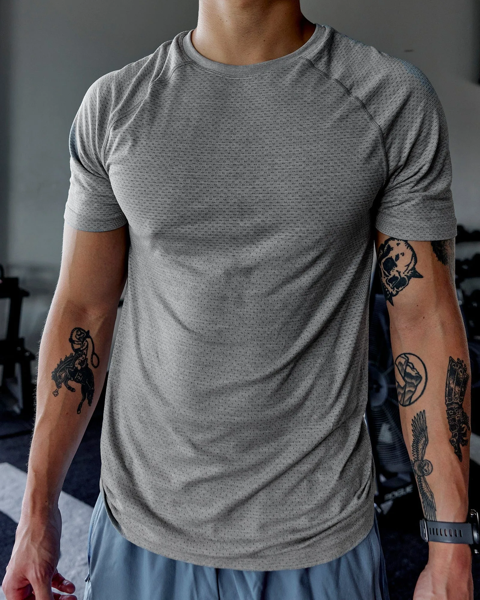 AeroFLX  Seamless Tee - Lt Grey Marl