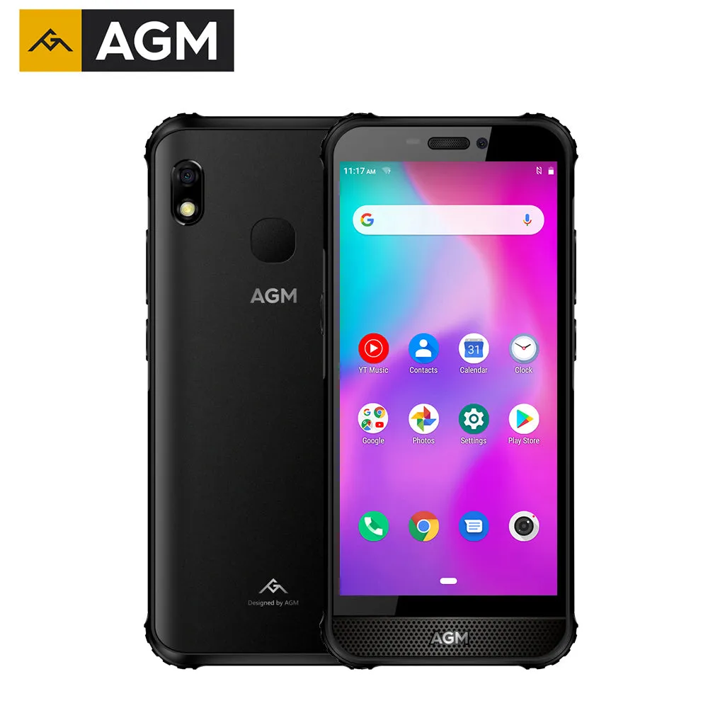 AGM A10 Front placed speaker 5.7"" HD  4G/6G  128G Android 9 Rugged Phone 4400mAh IP68 Waterproof Smartphone black_4GB 64GB-European version