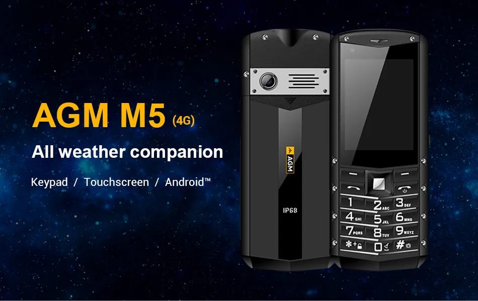 AGM M5 Simplified Android OS 4G LTE Type C Touch Screen IP68 Waterproof Rugged Mobile Phone 2.8 inch 2500mAH Phone black_1GB 8GB