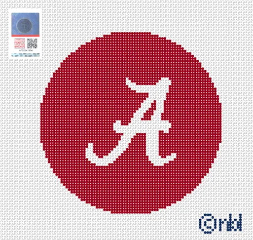 Alabama A logo round crimson background