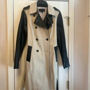 Ann Taylor Faux Leather Trim Trench