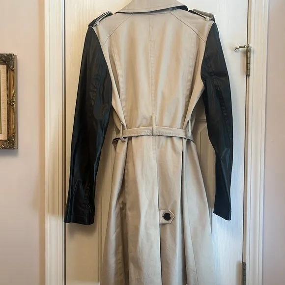 Ann Taylor Faux Leather Trim Trench