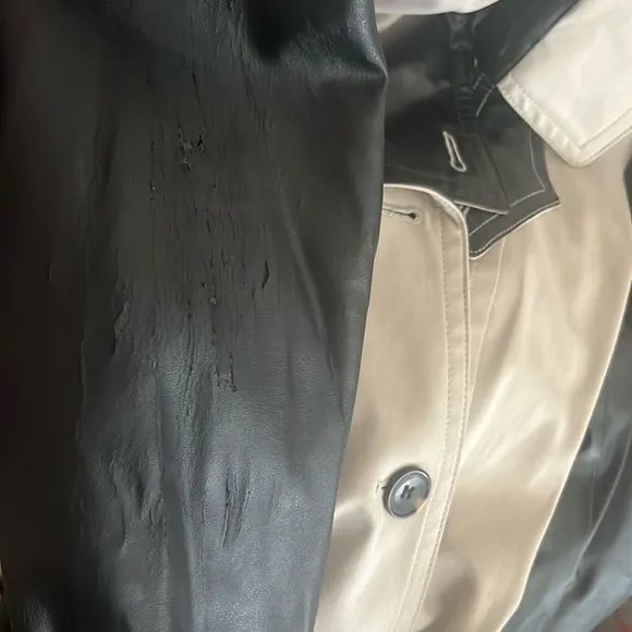 Ann Taylor Faux Leather Trim Trench