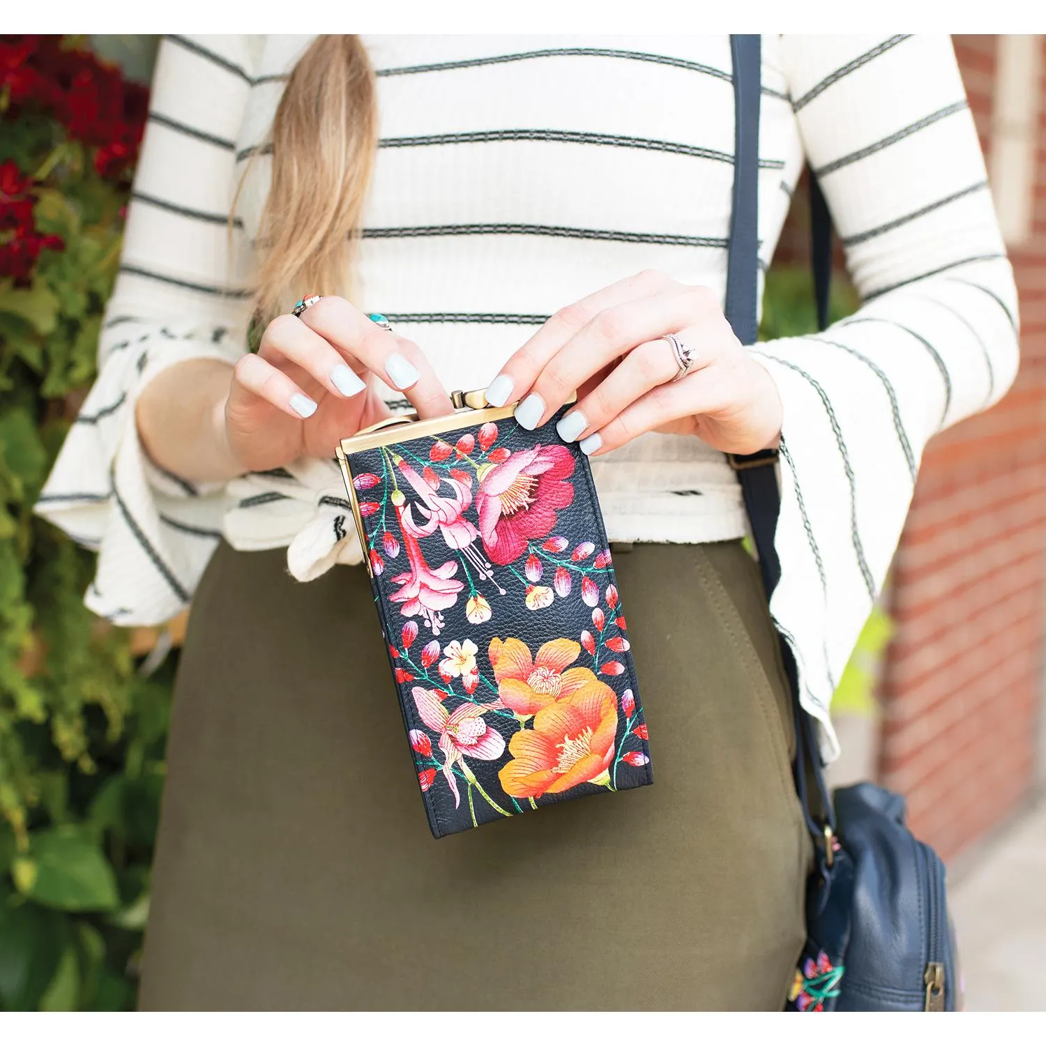 Anuschka Double Eyeglass Case Floral Fantasy Leather