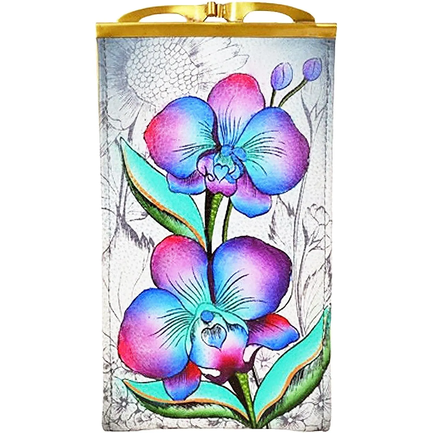 Anuschka Double Eyeglass Case Floral Fantasy Leather