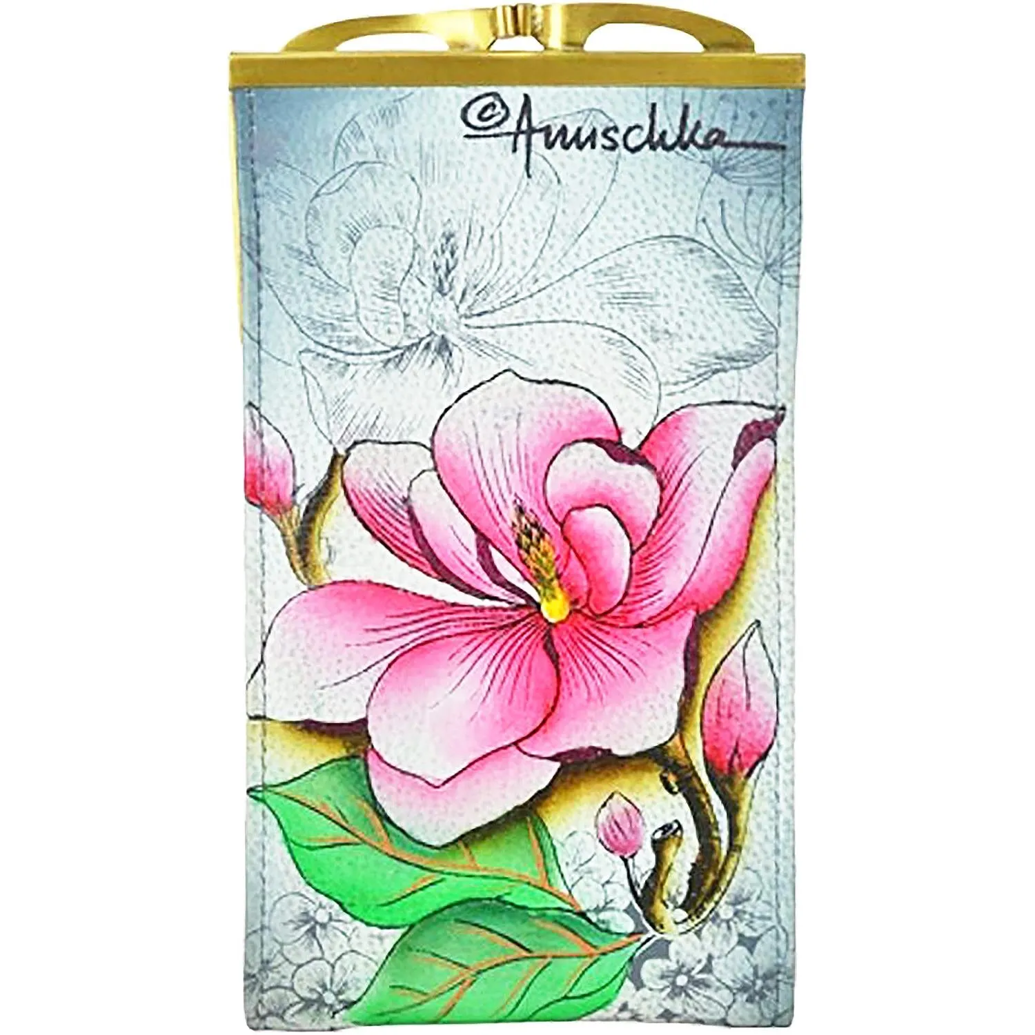 Anuschka Double Eyeglass Case Floral Fantasy Leather