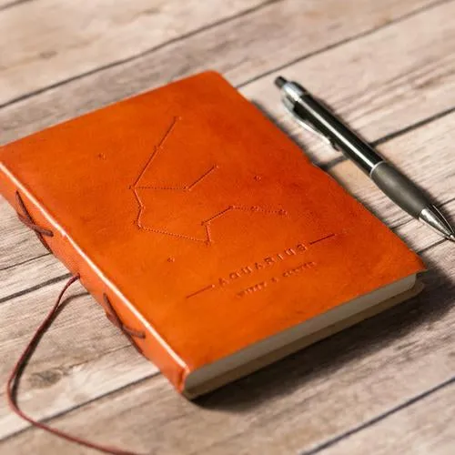 Aquarius Zodiac Handmade Leather Journal