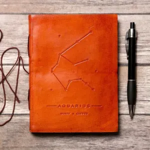 Aquarius Zodiac Handmade Leather Journal