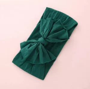 Aubrey Nylon Bow Headwrap Emerald