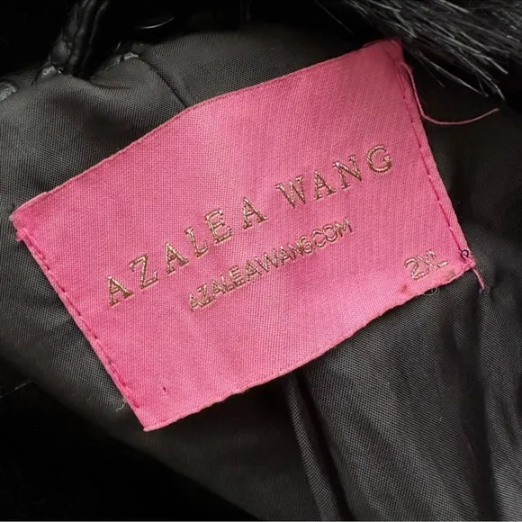 AZALEA WANG FAUX LEATHER FUR COLLARED MOTO JACKET