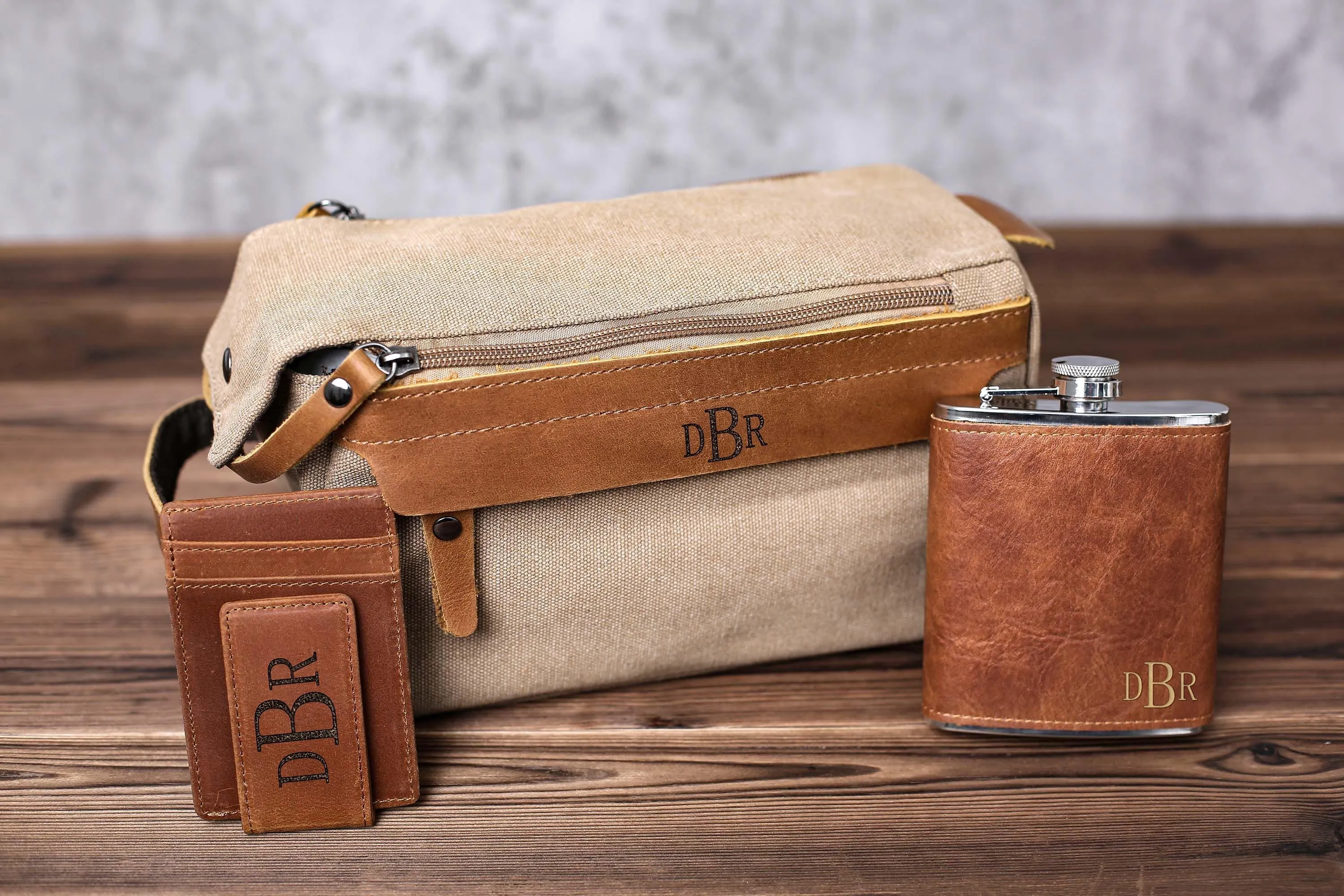 Bachelor Party Gift, Groomsmen Gift Toiletry Bag, Personalized Leather Money Clip, Groomsmen Flask, Gift for Groomsmen, Gift for Wedding