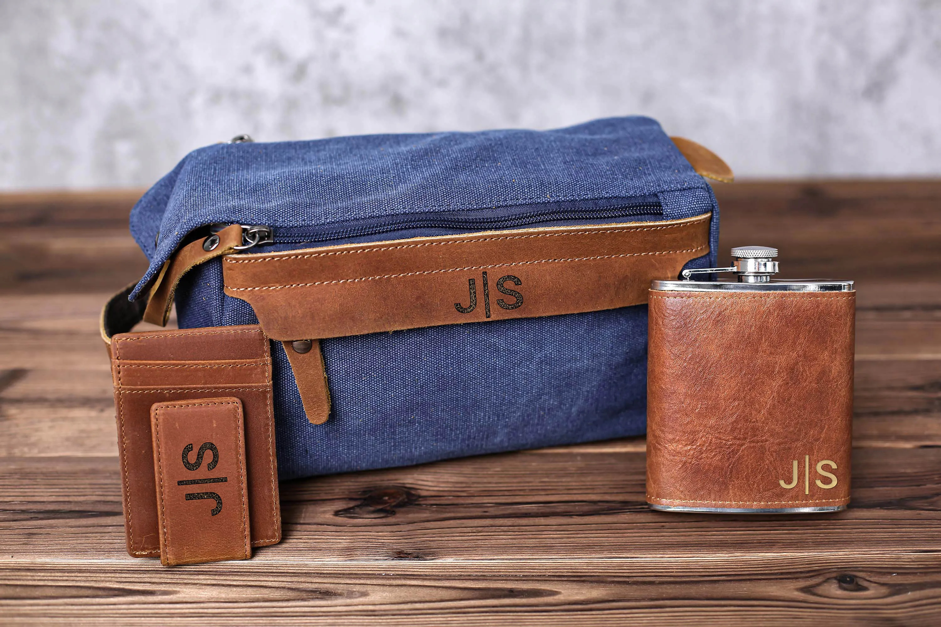Bachelor Party Gift, Groomsmen Gift Toiletry Bag, Personalized Leather Money Clip, Groomsmen Flask, Gift for Groomsmen, Gift for Wedding