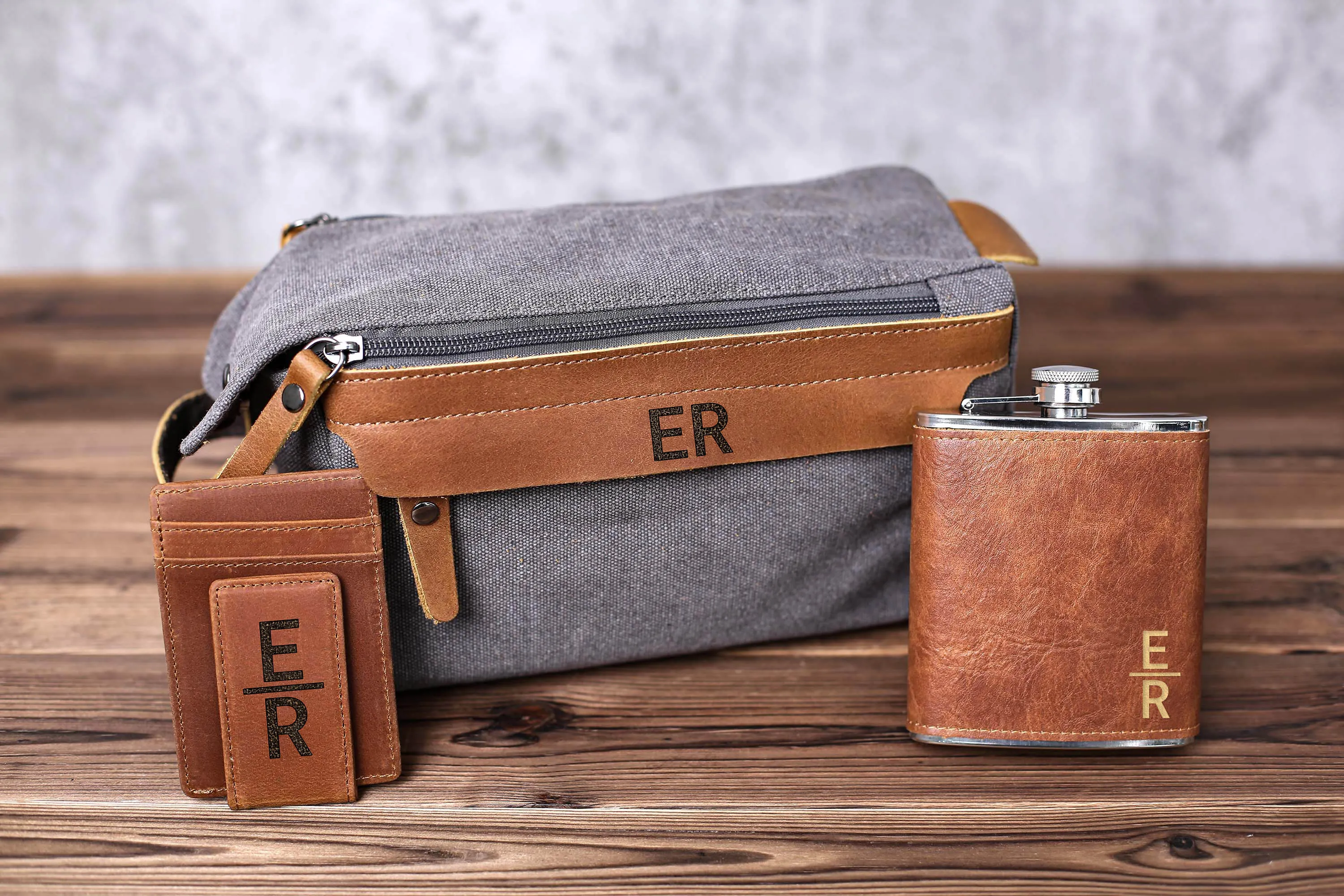 Bachelor Party Gift, Groomsmen Gift Toiletry Bag, Personalized Leather Money Clip, Groomsmen Flask, Gift for Groomsmen, Gift for Wedding