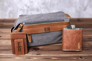 Bachelor Party Gift, Groomsmen Gift Toiletry Bag, Personalized Leather Money Clip, Groomsmen Flask, Gift for Groomsmen, Gift for Wedding