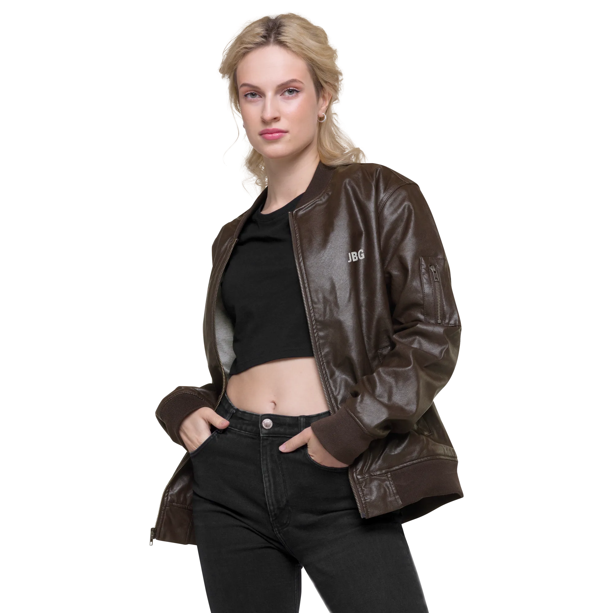 Bad Girls Club Leather Bomber Jacket